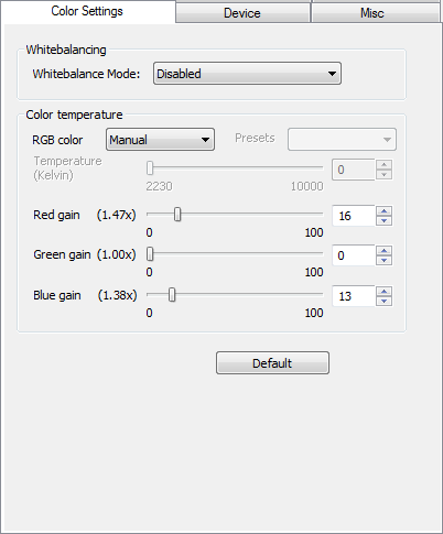 Fig. 14: Properties of the uEye Capture filter: Image Parameters